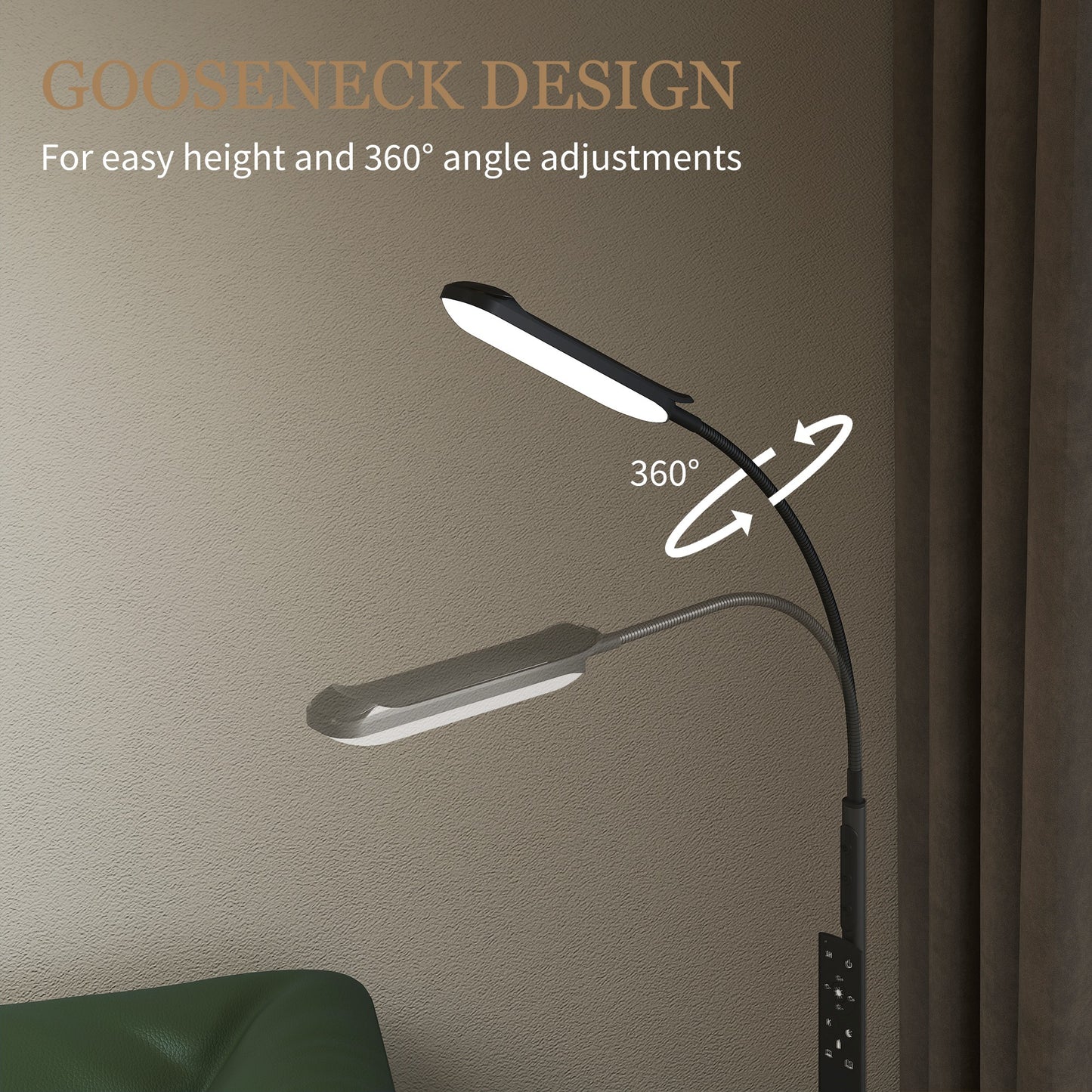 LED Floor Lamp for Living Room with Magnetic Remote Control, Black