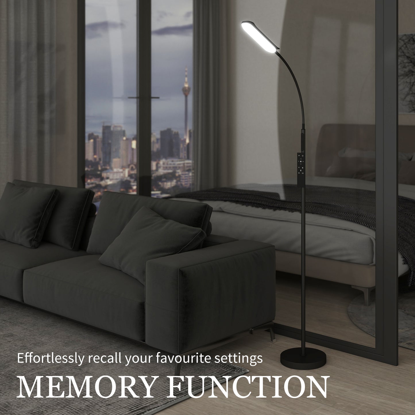 LED Floor Lamp for Living Room with Magnetic Remote Control, Black