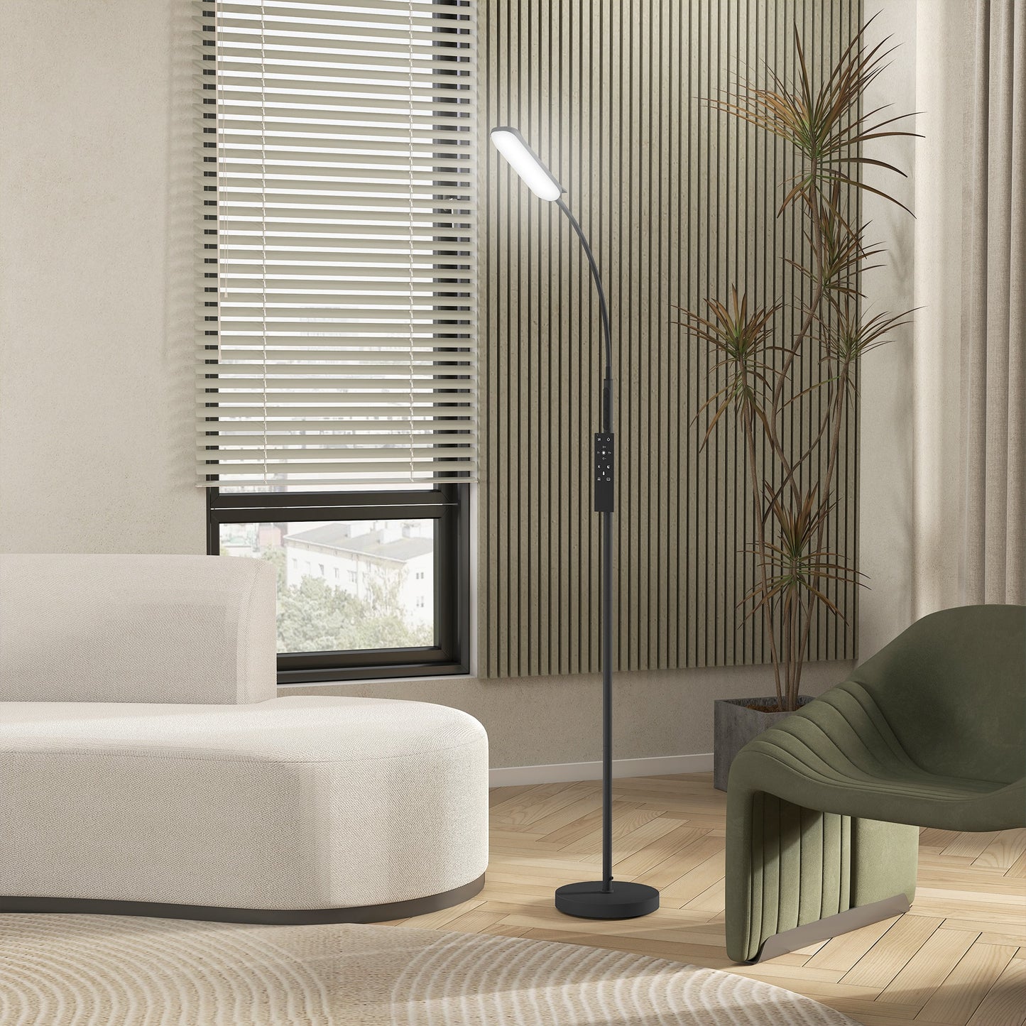 LED Floor Lamp for Living Room with Magnetic Remote Control, Black