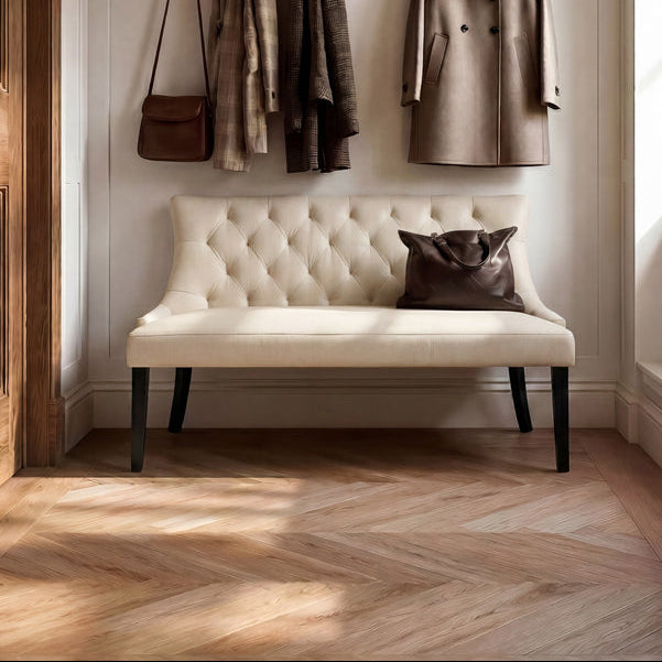 Torino Bench – Cream Faux Leather – Black Legs