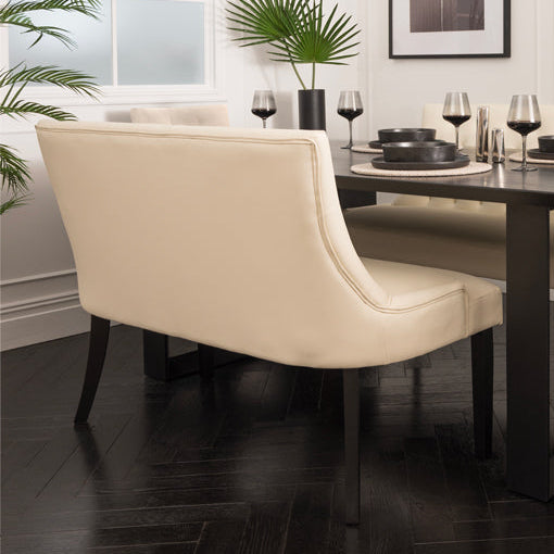 Torino Bench – Cream Faux Leather – Black Legs