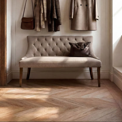 Torino Bench – Taupe – Walnut Legs
