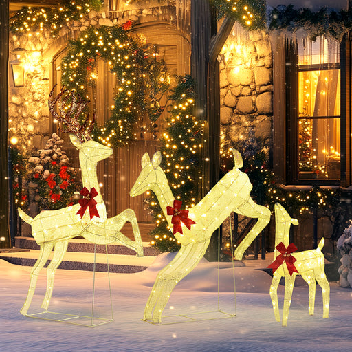 3-Piece 300 LED Light Lighted Christmas Reindeer Family Decoration