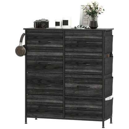 Fabric Chest of Drawers, 8 Drawer Dresser for Bedroom, Black