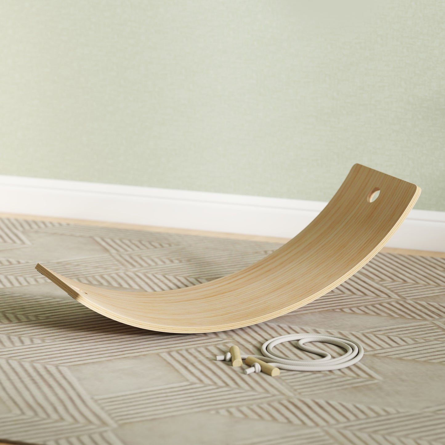 Kids Wooden Balance Board with Rope and Felt for Sensory Play