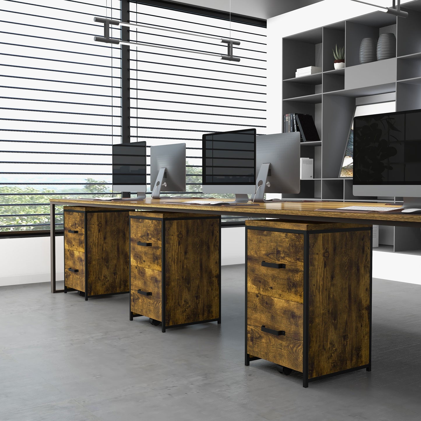 70cm Filing Cabinet w/ 2 Drawers, Hanging File Folder, Vertical Home Office Organizer for A4 Letter Size, Rustic Brown
