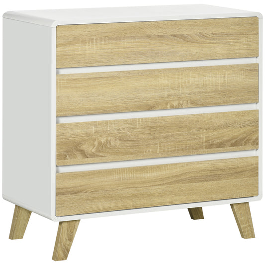 Chest of Drawers, 4 Drawer Storage Cabinet Organiser for Bedroom, Oak
