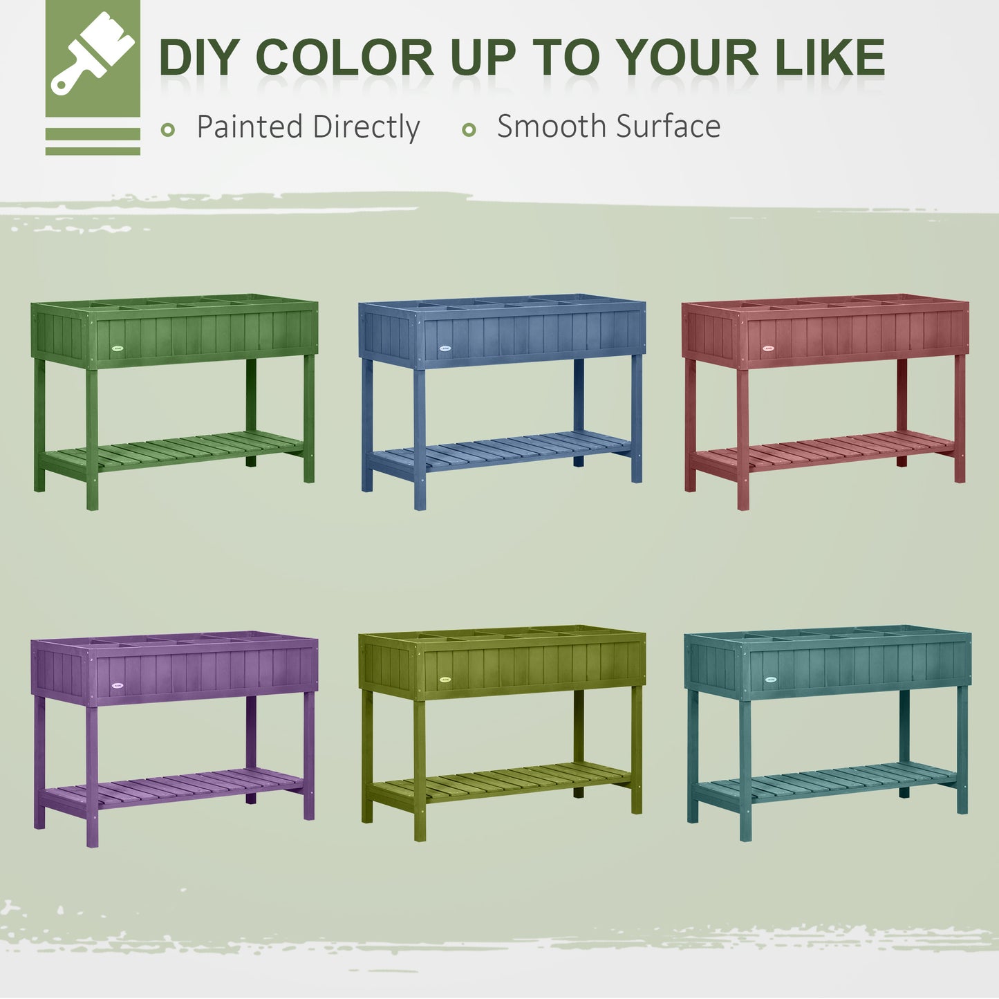 Wooden Herb Planter Stand 8 Cubes Bottom Shelf Raised Bed Dark Grey