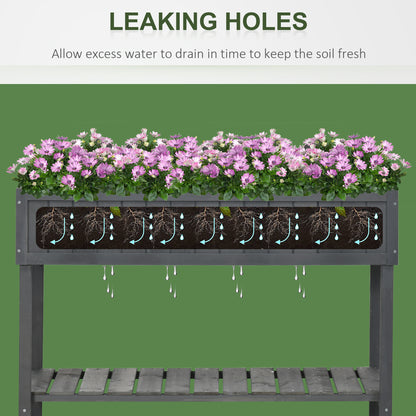 Wooden Herb Planter Stand 8 Cubes Bottom Shelf Raised Bed Dark Grey