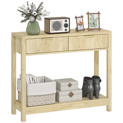 Modern Console Table with Fluted Panel Drawers, Narrow Hallway Table