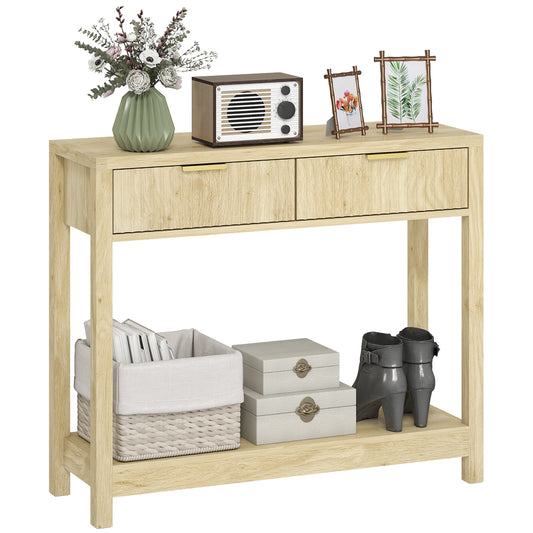 Modern Console Table with Fluted Panel Drawers, Narrow Hallway Table