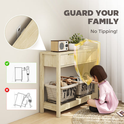 Modern Console Table with Fluted Panel Drawers, Narrow Hallway Table