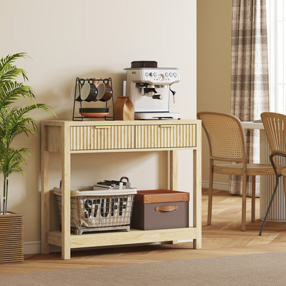 Modern Console Table with Fluted Panel Drawers, Narrow Hallway Table