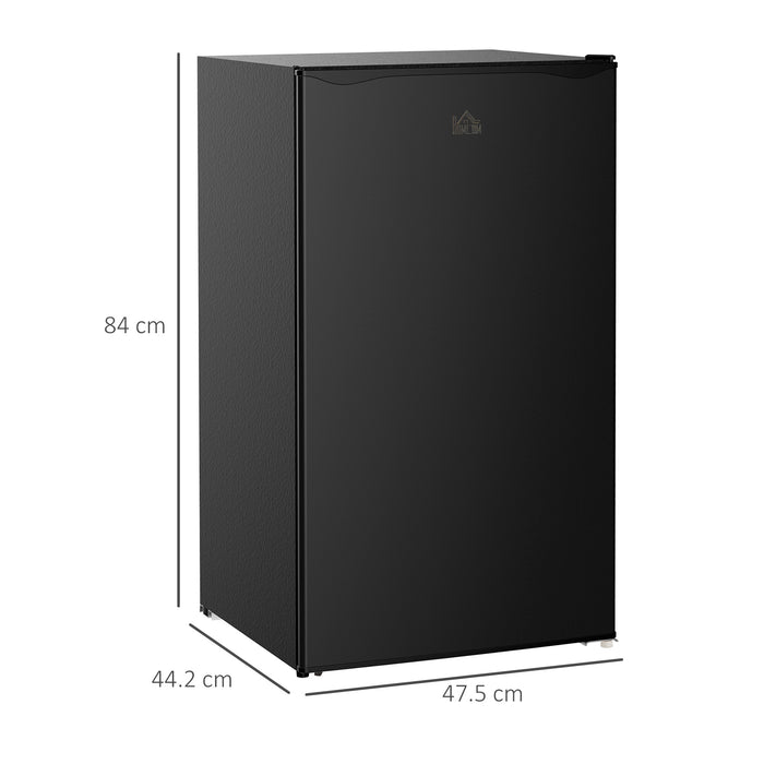 91 Litre Freestanding Under Counter Fridge Freezer with Chiller Box, Reversible Door, Adjustable Thermostat, 47.5cm Wide, Noise Level: Decibels 40, Black