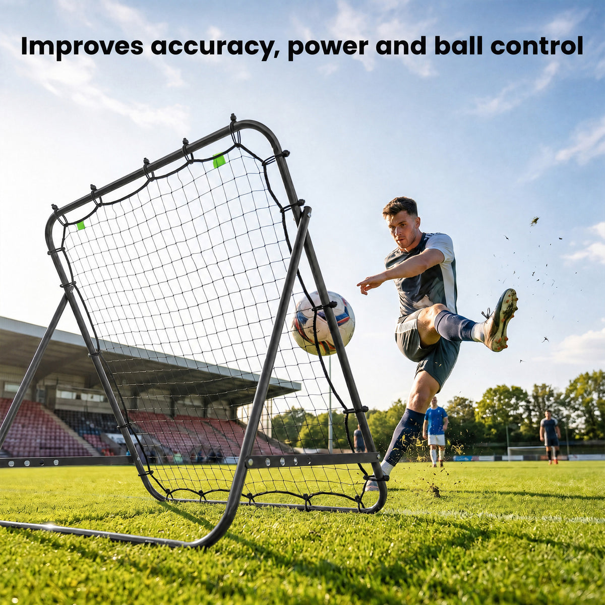 Rebounder Net Adults Football Training Aid Adjustable Black