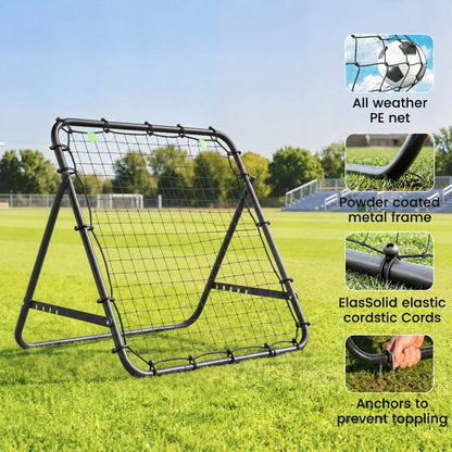 Rebounder Net Adults Football Training Aid Adjustable Black