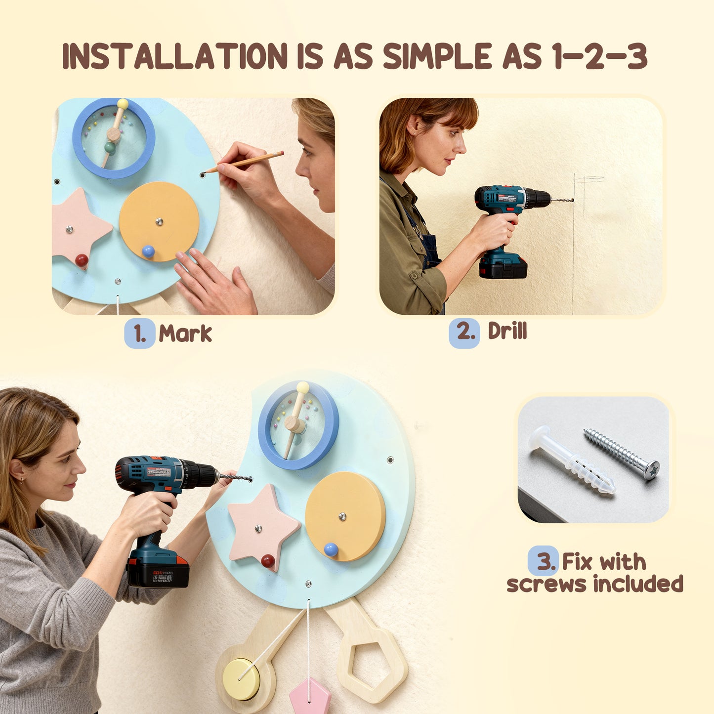Caterpillar Busy Board, Sensory Wall Toy for Toddlers 3+