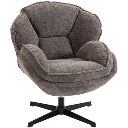 Modern Wingback Accent Chair, Velvet Armchair with Four-Star Base, S-Springs, Swivel, Grey
