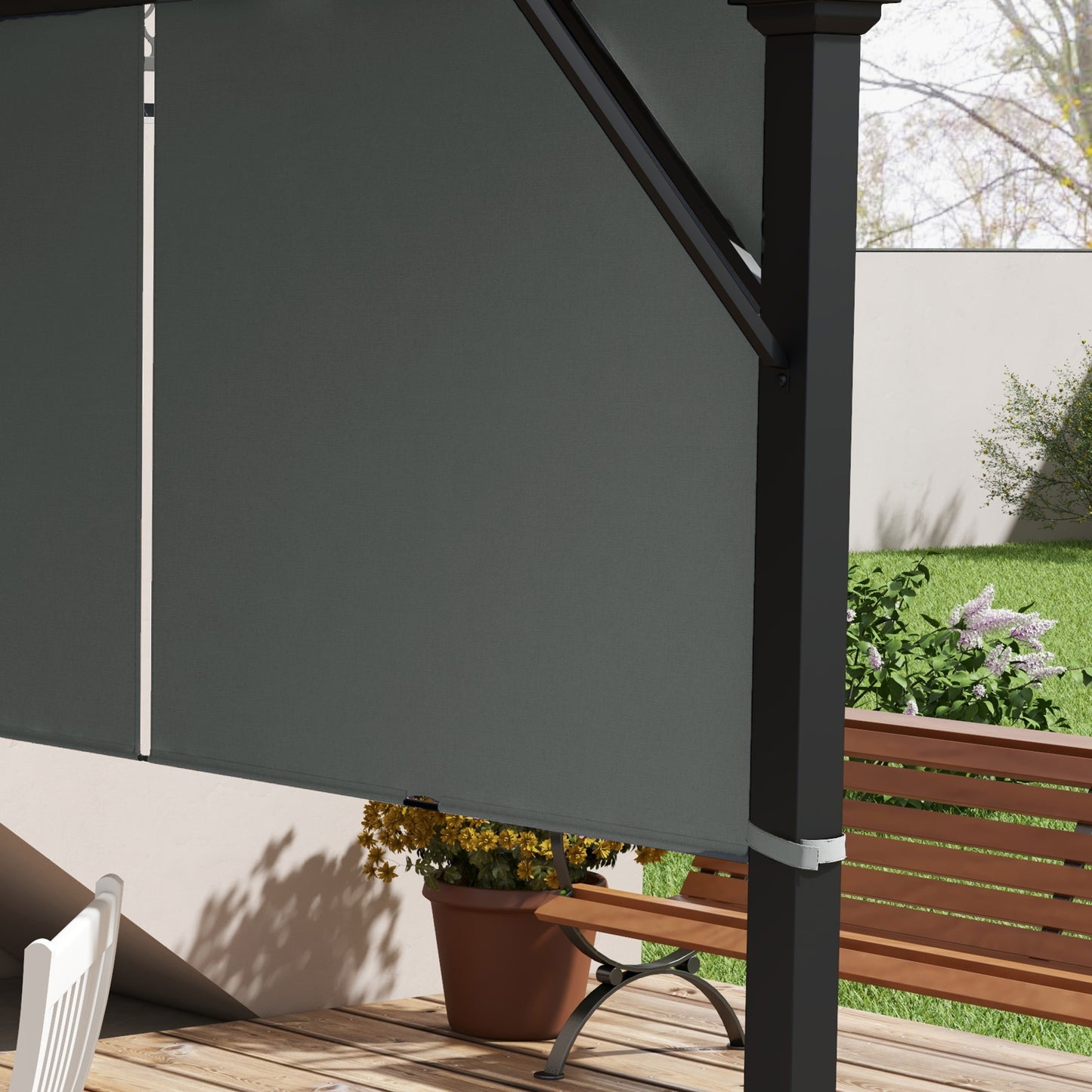 2Pcs Pergola Replacement Canopy, 4.9 x 1.2m, UV Protection, Dark Grey