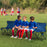 6 Seater Folding Sports Bench Outdoor Picnic Camping Portable Spectator Chair Steel Frame w/ Cup Holder & Carry Bag - Blue