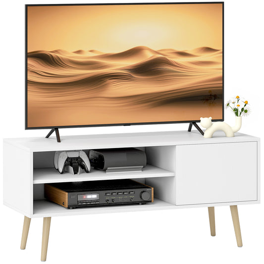 TV Unit Cabinet for TVs up to 55Inches with Cupboard Shelves, White