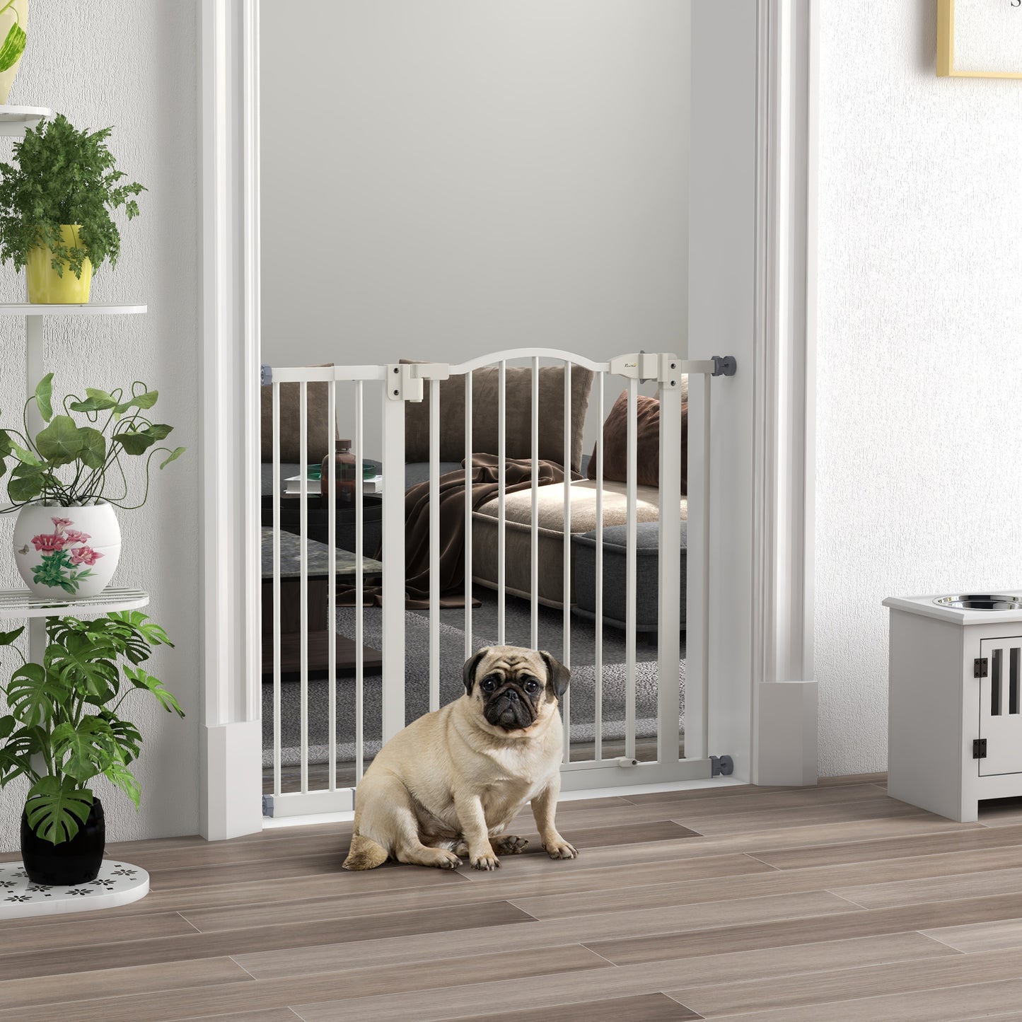 74-94cm Adjustable Metal Pet Gate Safety Barrier w/ Auto-Close White