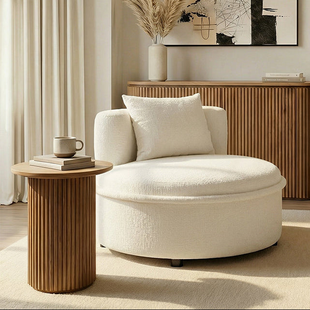 Tubio Lounge Chair Ivory Chenille