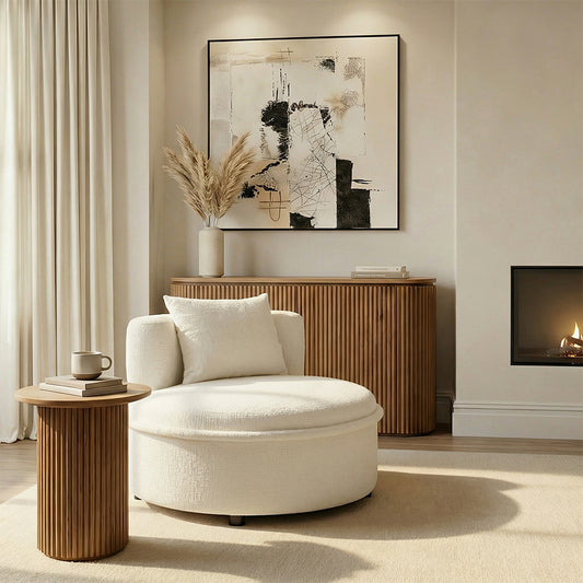 Tubio Lounge Chair Ivory Chenille