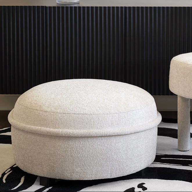 Tubio Large Footstool Ivory Chenille
