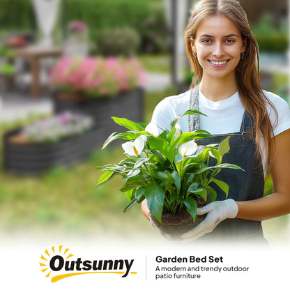 Warehouse Clearance Sale - 2-Tier Galvanised Raised Garden Bed with Safety Edging, Dark Grey