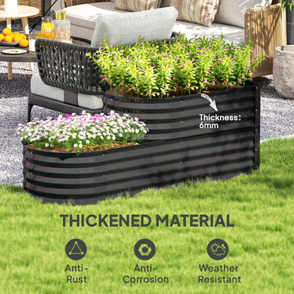 Warehouse Clearance Sale - 2-Tier Galvanised Raised Garden Bed with Safety Edging, Dark Grey