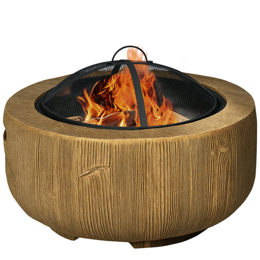 Fire Pit with Spark Screen and Poker, Φ61.5 Wood-burning Brazier