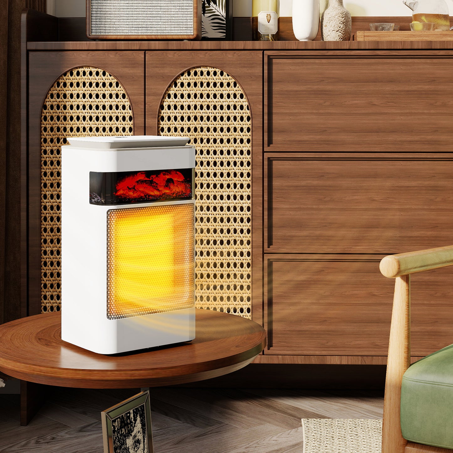 1500W Fan Electric Heater with 3 Modes, Adjustable Thermostat, White