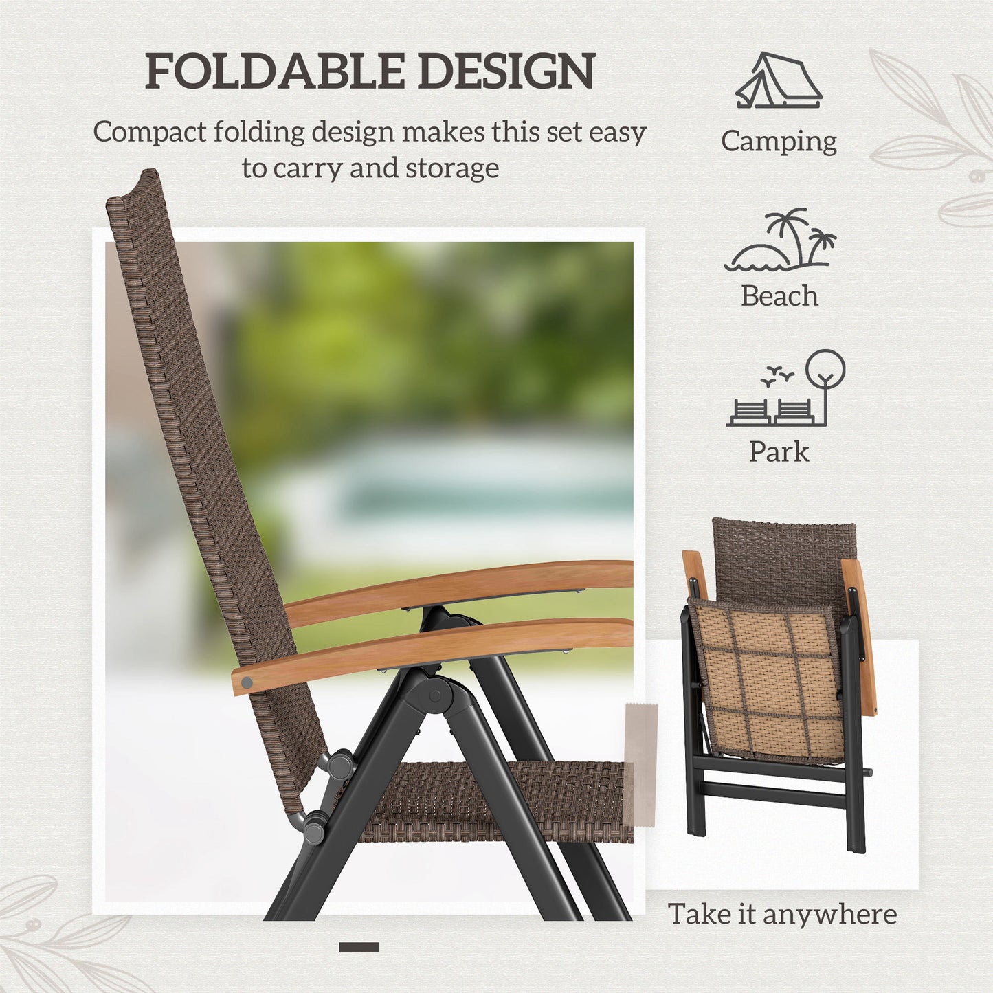 Outdoor Folding Dining Chair, Dining Chair, Brown