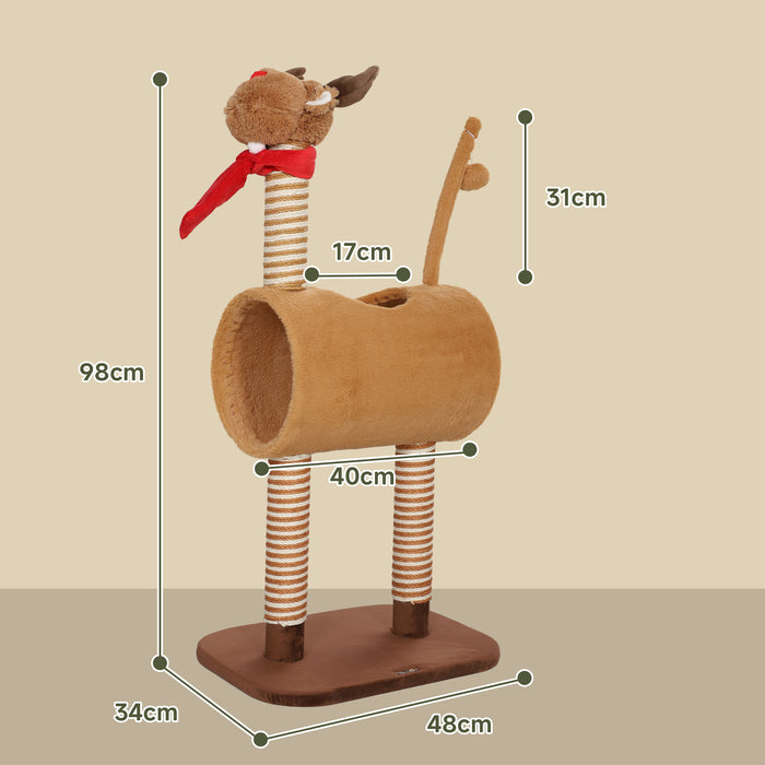 Cat Tree, 98cm Deer Themed Cat Tower for Indoor Cats and Kittens