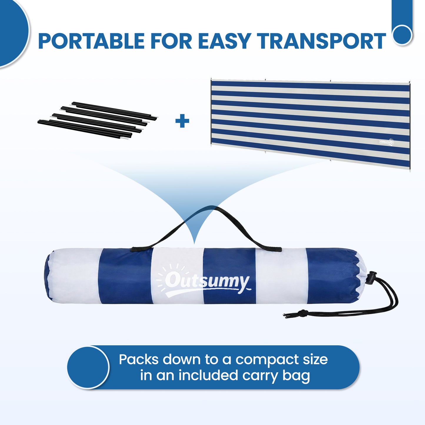 Camping Windbreak Portable Wind Blocker Privacy Wall, 540cm x 150cm