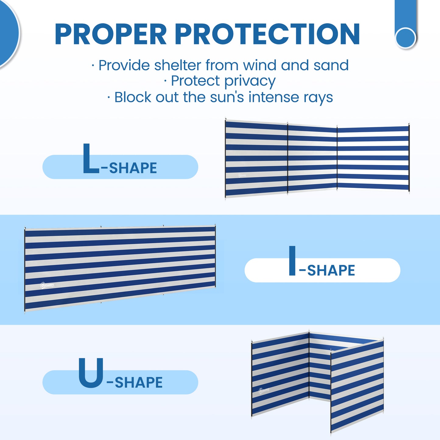 Camping Windbreak Portable Wind Blocker Privacy Wall, 540cm x 150cm