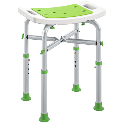 Adjustable Shower Stool with Foot Pads for Elderly Disabled Green