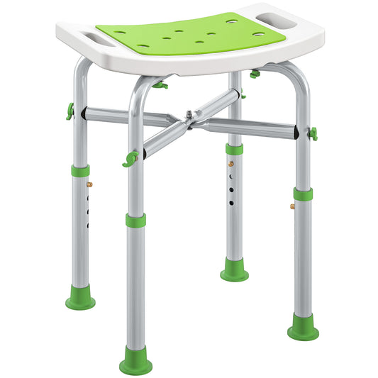 Adjustable Shower Stool with Foot Pads for Elderly Disabled Green