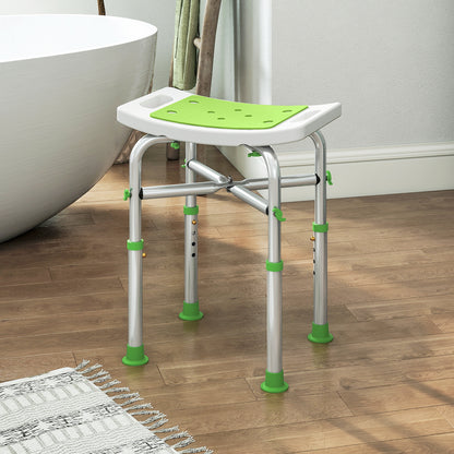 Adjustable Shower Stool with Foot Pads for Elderly Disabled Green