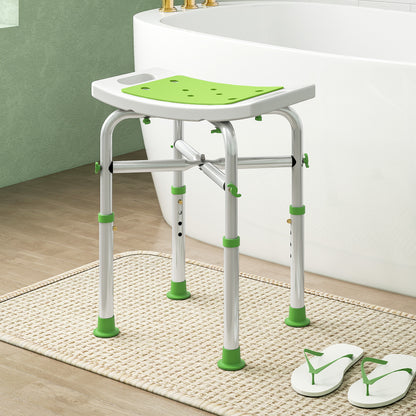 Adjustable Shower Stool with Foot Pads for Elderly Disabled Green