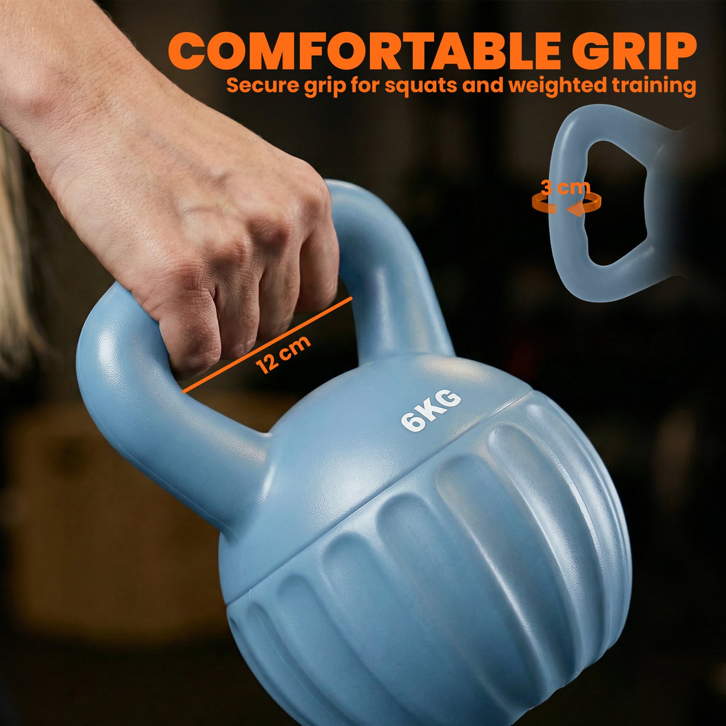 Kettlebell with Non-Slip Handle 6 kg Blue