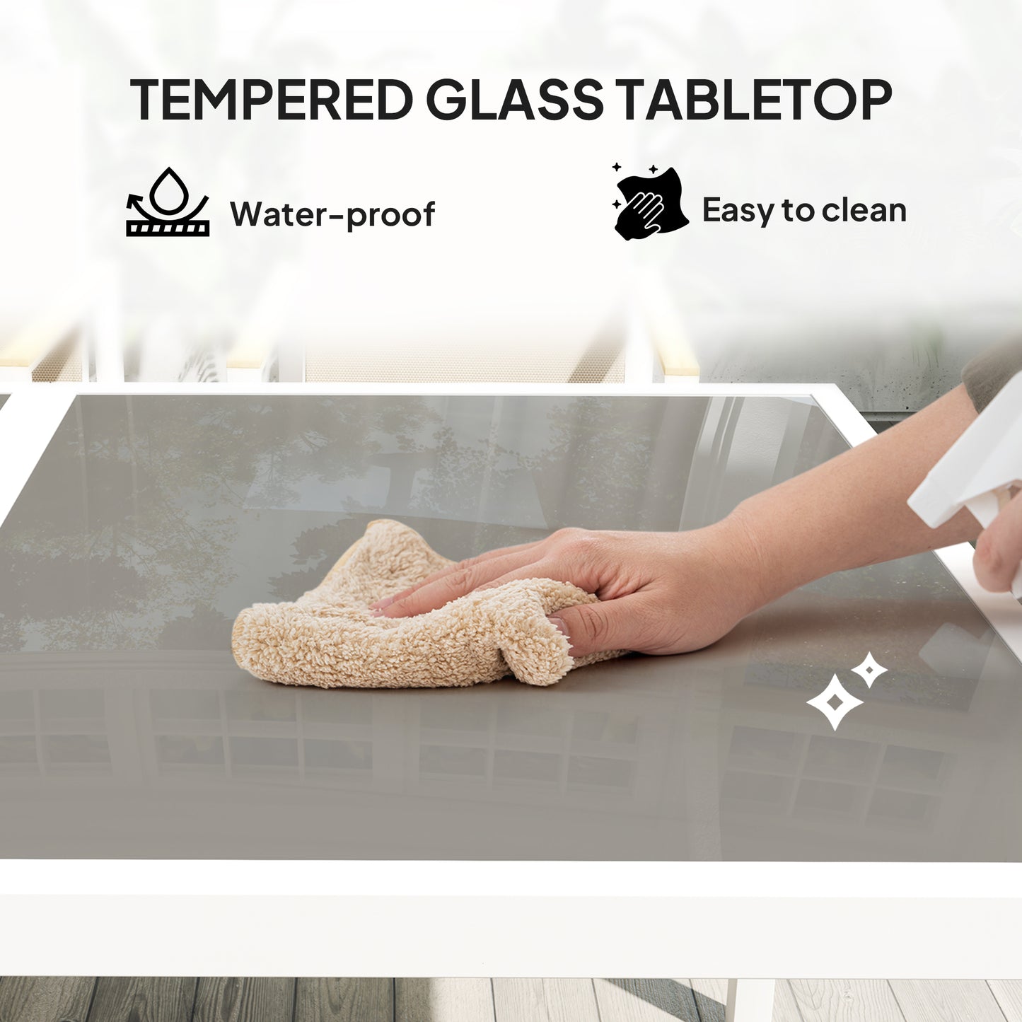 5 Piece Garden Table and Chairs with Tempered Glass Table Top