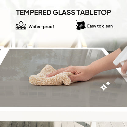 5 Piece Garden Table and Chairs with Tempered Glass Table Top