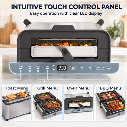 3-in-1 Electric Mini Oven, Long Slot Toaster and Tabletop Grill