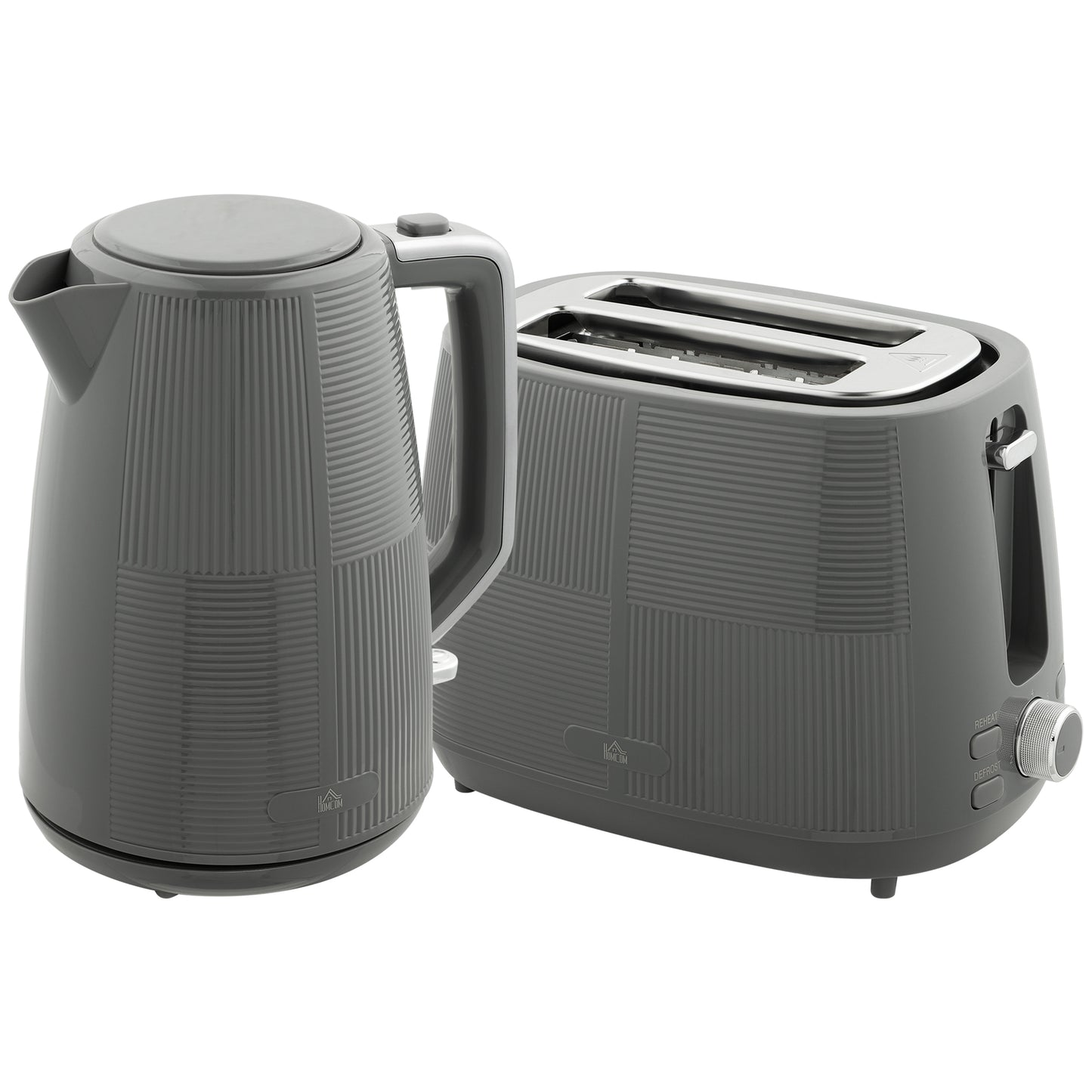 1.7L Fast Boil Electric Kettle and 2 Slice Water Toaster Set, Grey