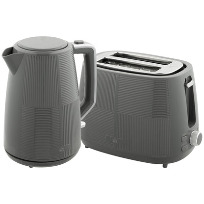 1.7L Fast Boil Electric Kettle and 2 Slice Water Toaster Set, Grey