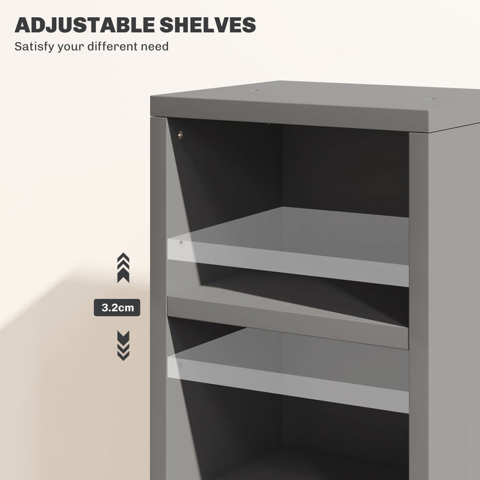 Set of 2 CD Storage Units with Adjustable Shelves, High Gloss Grey