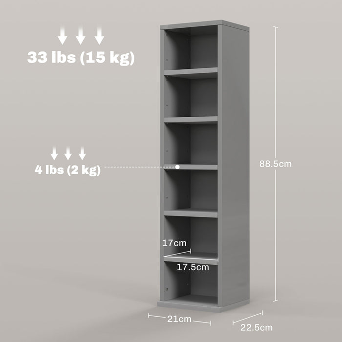 Set of 2 CD Storage Units with Adjustable Shelves, High Gloss Grey