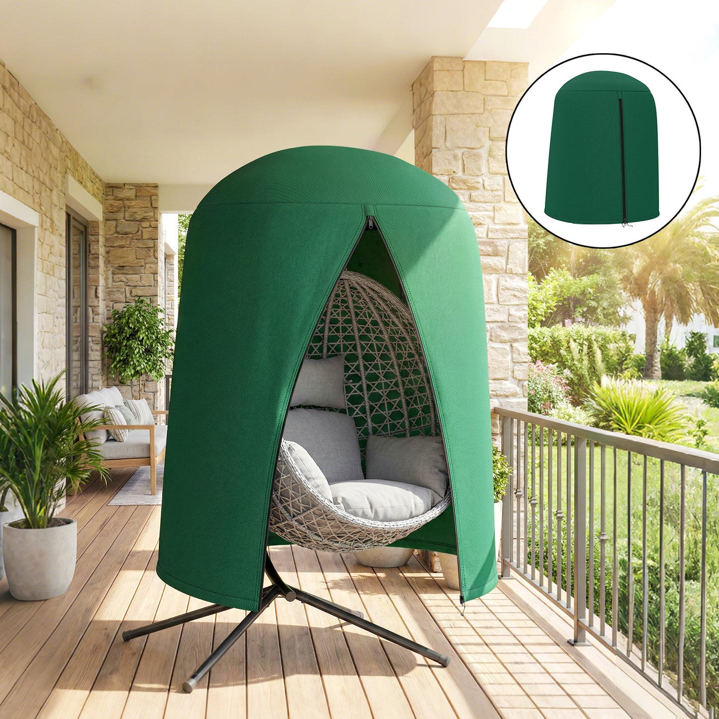 Hanging Egg Chair Cover Garden Swing Chair Cover Waterproof, Green